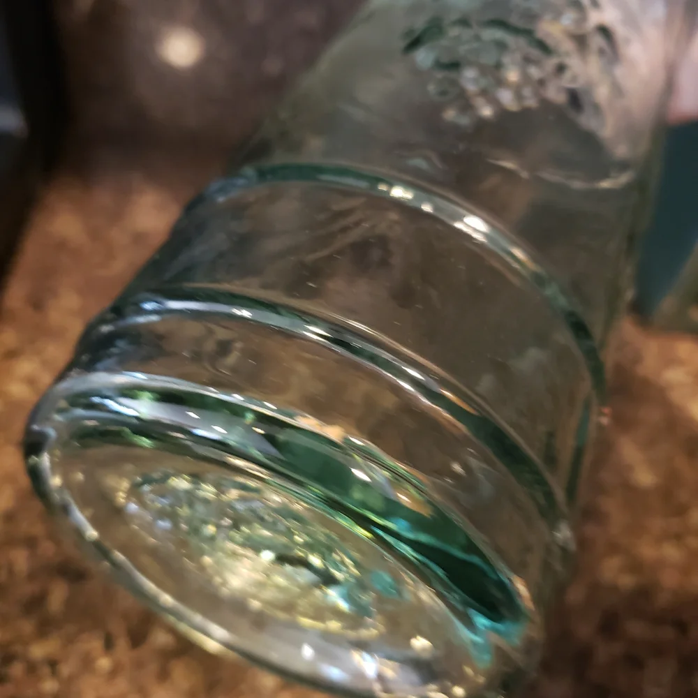 Grapevine Design Green Tinted Glass Bottle with Cork Stopper